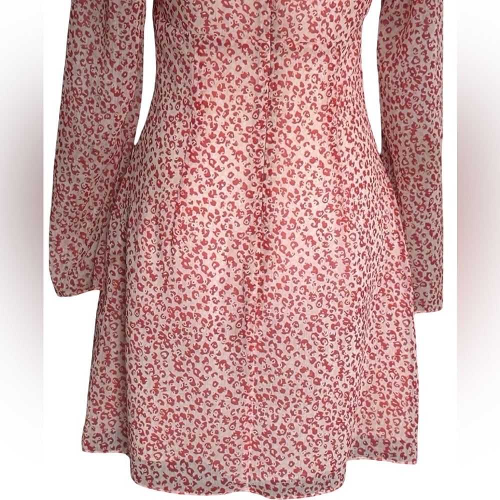 Orange Floral Long Sleeve Mini Dress Sz S Cottagecore Garden Tea Romantic Boho - Picture 7 of 9